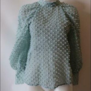 Zara Blouse- Puff Sleeve- Blue- Size Medium